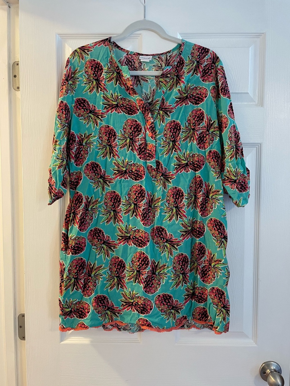 Pineapple Print Beach Swim Coverup